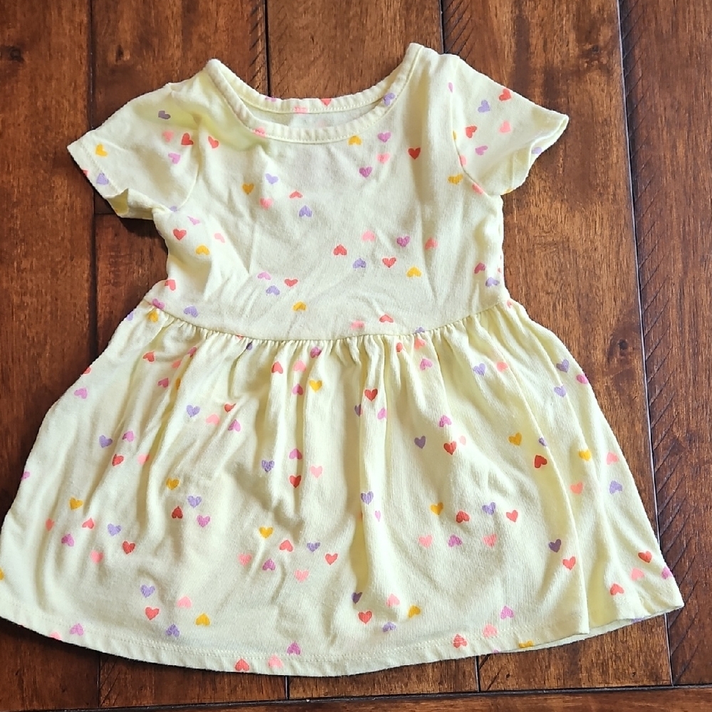 Cat & Jack Light Yellow Dress with Heart Pattern